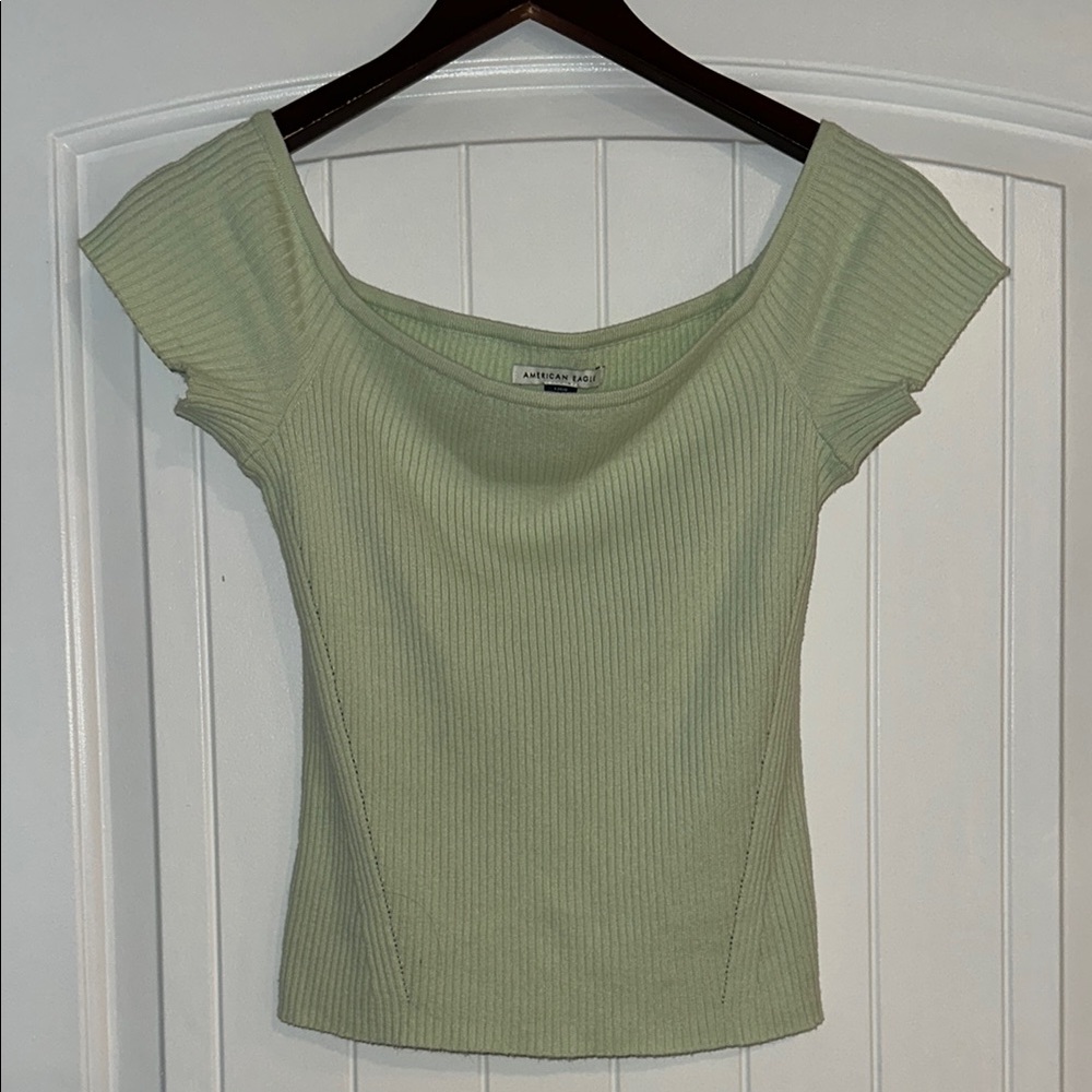 American Eagle Outfitters Light Green Ribbed Blouse